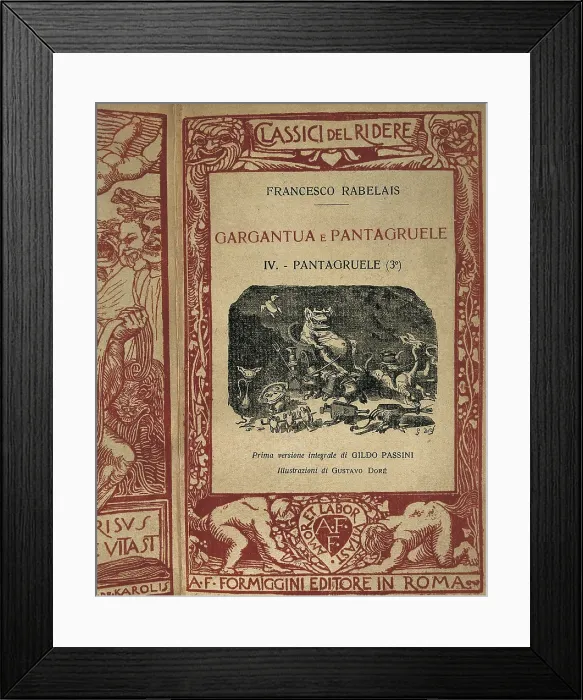 Framed Print : Italian edition of 'Gargantua and Pantagruel' by Franois Rabelais, with illustrations by Gustave Dor. SPAIN. Madrid. National Library