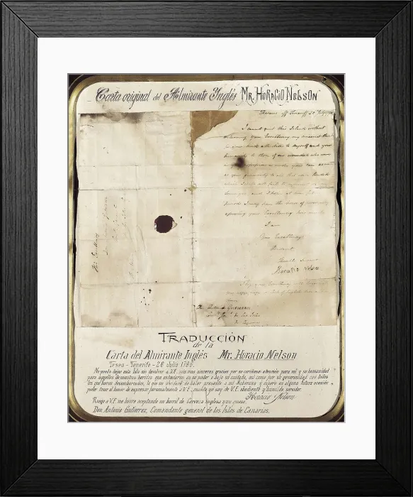 Framed Print : Nelson, Horatio Nelson, Viscount (1758-1805). Hand-written letter of Nelson to Antonio Gutirrez, general commander of the Canary Islands (1796). SPAIN. Madrid. Army Museum