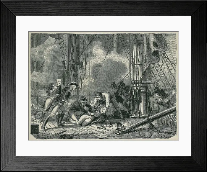 Framed Print : Battle of Trafalgar (1805). Death of the English Admiral Horatio Nelson. Etching. AISA / Everett Collection**US SALES ONLY** Framed Print : Battle of Trafalgar (1805). Death of the English Admiral Horatio Nelson. Etching. AISA / Everett Collection**US SALES ONLY**