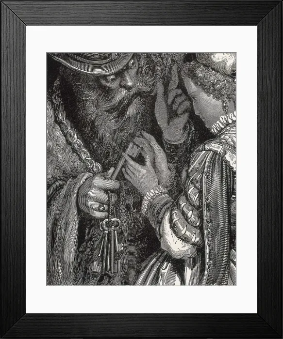 Framed Print : Dore, Gustave (1832-1883). Bluebeard. 1882. Detail. Engraving. AISA / Everett Collection**US SALES ONLY**