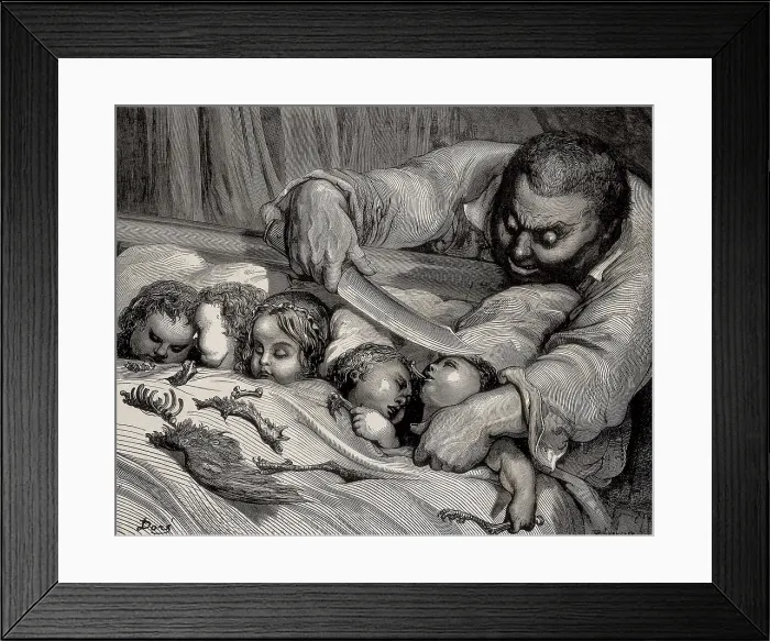 Framed Print : Dore, Gustave (1832-1883). Hop o My Thumb. 1882. Illustration by Dor for charles Perrault's tale 'Hop o My Thumb'. Engraving