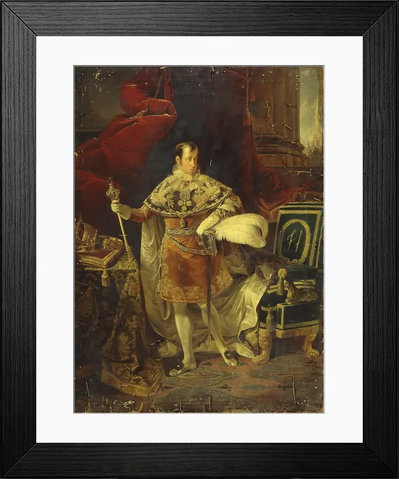 Framed Print : Portrait of Emperor Ferdinand the 1st of Austria, by Giuseppe Molteni, 1838, 19th Century, oil on canvas - Italy, Lombardy, Milan, Brera Collection. Whole artwork view