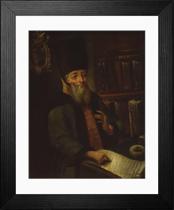 Framed Print : Voivode Afanasij Lavrent'evic Ordin-Nascokin, by Unknown Artist, 1725 - 1749, 18th Century, oil on canvas - Russian Federation, Moscow, Gosudarstvennyj Istoriceskij Muzej