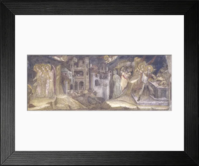 Framed Print : Biblical scenes, by Guariento di Arpo, 1340 - 1370, 14th Century, fresco - Italy, Veneto, Padua, Patavina Academy. Whole artwork view. Scenes from the Old Testament