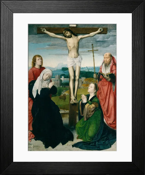 Framed Print : THE CRUCIFIXION, by Gerard David, 1495, Netherlandish, Northern Renaissance painting, oil on wood
