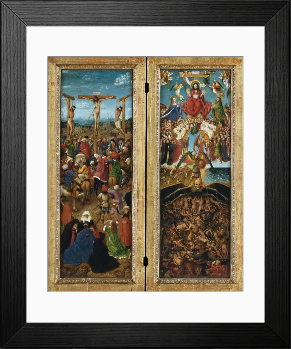 Framed Print : THE CRUCIFIXION, THE LAST JUDGMENT, by Jan van Eyck, 1440-41, Northern Renaissance painting