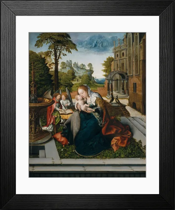 Framed Print : VIRGIN AND CHILD WITH ANGELS, by Bernard van Orley, 1518, Northern Renaissance oil painting