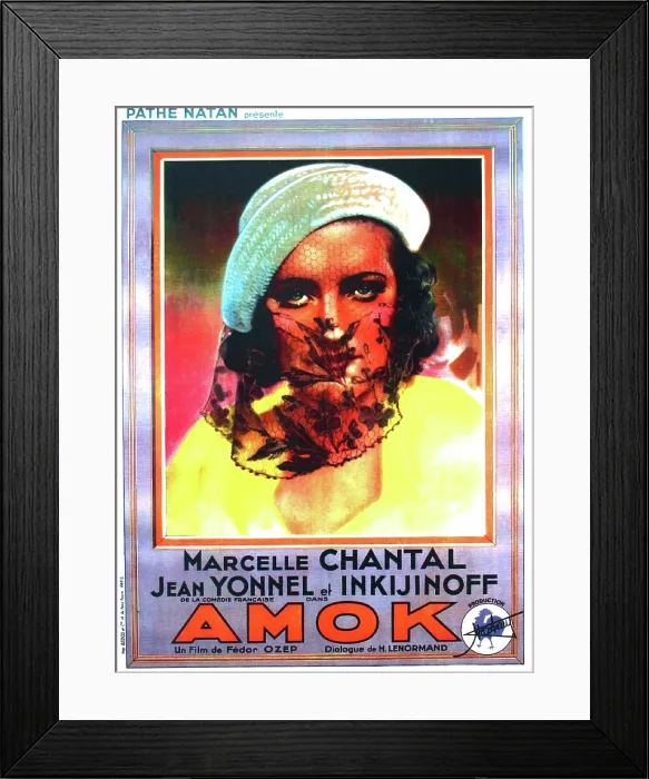 Framed Print : AMOK, French poster art, Marcelle Chantal, 1934