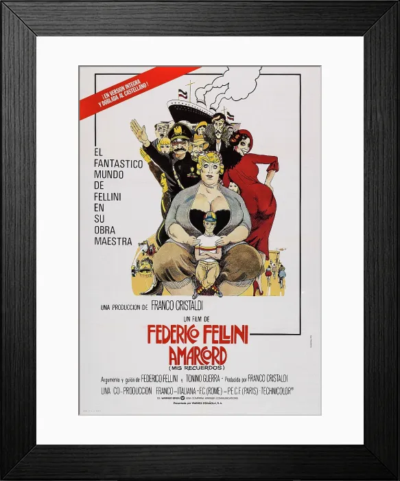 Framed Print : AMARCORD, Spanish language poster art, 1973