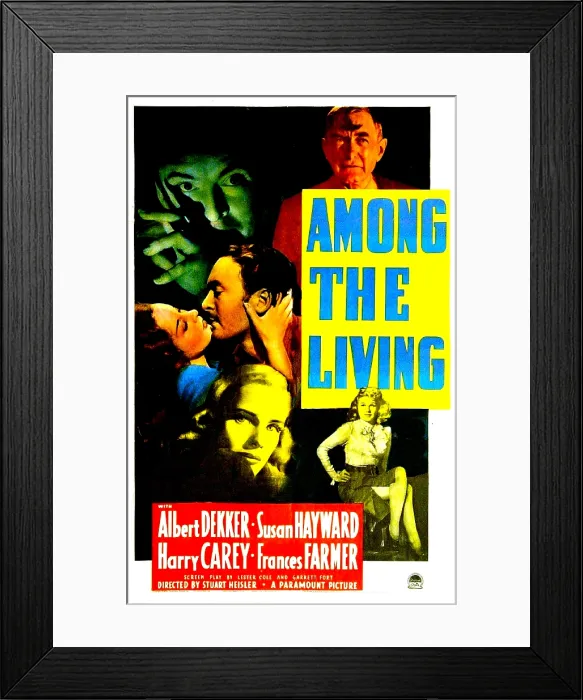 Framed Print : AMONG THE LIVING, US poster, top right: Harry Carey, center from left: Susan Hayward, Albert Dekker, bottom from left: Frances Farmer, Jean Phillips, 1941