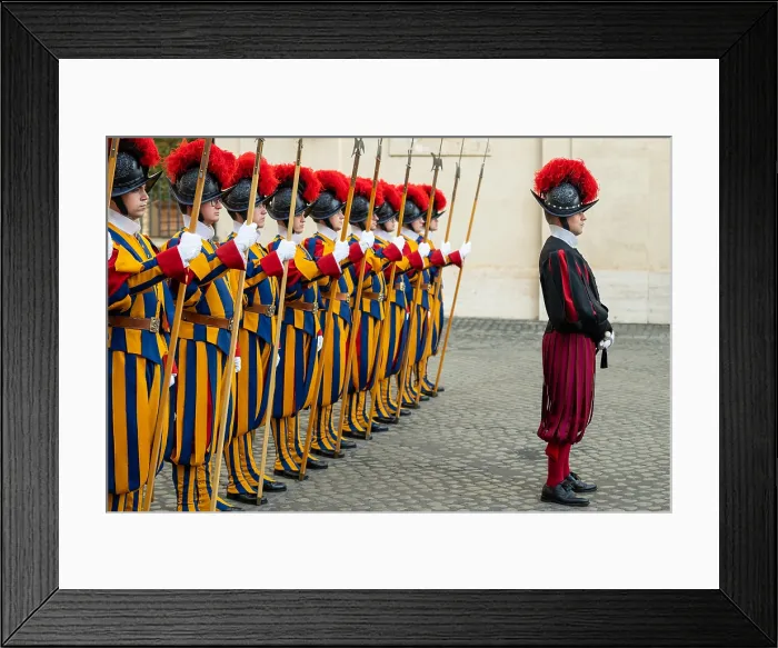 Framed Print : The Vaticans Pontifical Swiss Guard prior to the arrival of President Joe Biden and First Lady Jill Biden, Oct. 29, 2021 Framed Print : The Vaticans Pontifical Swiss Guard prior to the arrival of President Joe Biden and First Lady Jill Biden, Oct. 29, 2021