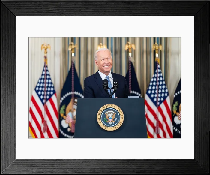 Framed Print : President Joe Biden speaks about COVID-19 vaccinations on Sept. 24, 2021