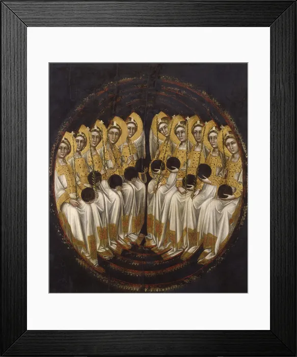 Framed Print : Host of angels with lily and globe or Dominions, by Guariento di Arpo, 1345 - 1360, 14th Century, tempera and gold on board, 119 x 107 cm - Italy, Veneto, Padua