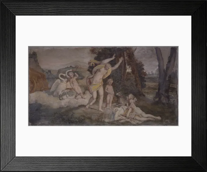 Framed Print : Farnese Garden Loggia, by Domenico Zampieri also known as Domenichino, 1603, 17th Century, fresco - Italy, Lazio, Rome, Farnese Palace. Detail. Adonis death