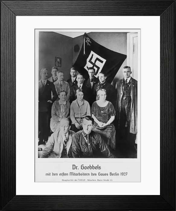 Framed Print : Dr. Joseph Goebbels with the first co-workers of the Berlin administrative district of the Nazi Party in 1927 (BSLOC_2020_2_160) Framed Print : Dr. Joseph Goebbels with the first co-workers of the Berlin administrative district of the Nazi Party in 1927 (BSLOC_2020_2_160)