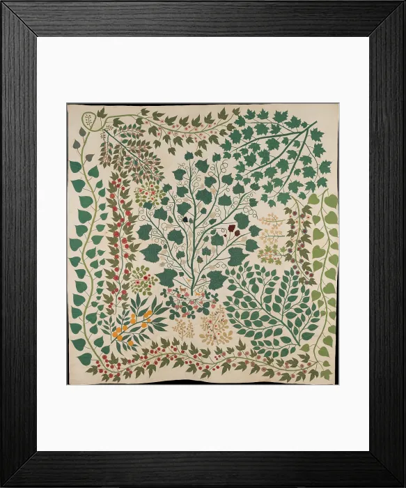Framed Print : BRANCHES AND VINES QUILT, by Ernestine Eberhardt Zaumsei. 1875, American crafts, textiles