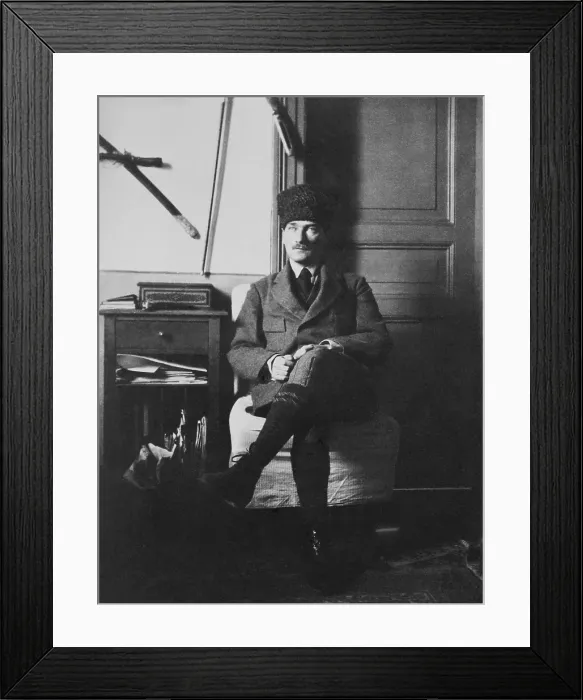 Framed Print : Mustafa Kemal Atatrk in his office in Ankara, Turkey, Feb. 7, 1921, during the Turkish War of Independence (BSLOC_2020_2_175)
