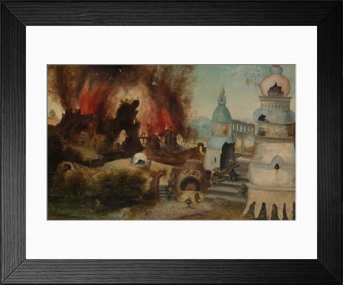 Framed Print : THE TEMPTATION OF ST. ANTHONY, by Herri met de Bles, 1550s, Northern Renaissance oil painting Framed Print : THE TEMPTATION OF ST. ANTHONY, by Herri met de Bles, 1550s, Northern Renaissance oil painting