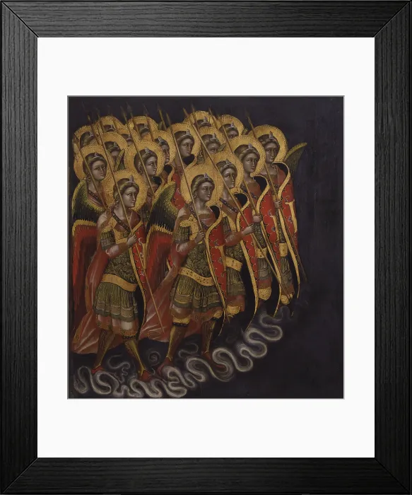 Framed Print : Procession of angels armored and armed or Principalities, by Guariento di Arpo, 1345 - 1360, 14th Century, tempera and gold on board, 119 x 107 cm - Italy, Veneto, Padua