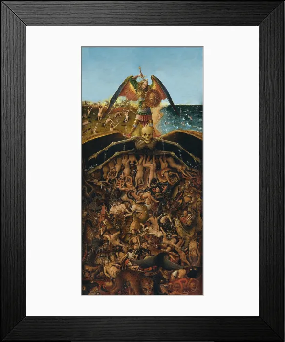 Framed Print : LAST JUDGMENT, by Jan van Eyck, 1440-41, DETAIL, Northern Renaissance painting. This is a detail of the lower right panel that depicts the torments of Hell Framed Print : LAST JUDGMENT, by Jan van Eyck, 1440-41, DETAIL, Northern Renaissance painting. This is a detail of the lower right panel that depicts the torments of Hell