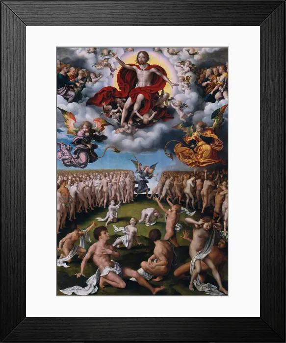 Framed Print : THE LAST JUDGMENT, by Joos van Cleve, 1520-25, Netherlandish, Northern Renaissance oil painting