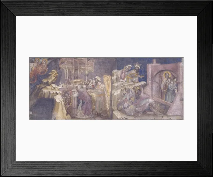 Framed Print : Biblical scenes, by Guariento di Arpo, 1340 - 1370, 14th Century, fresco - Italy, Veneto, Padua, Patavina Academy. Whole artwork view