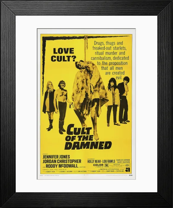 Framed Print : ANGEL, ANGEL, DOWN WE GO, (aka CULT OF THE DAMNED, reissue title), US poster art, Roddy McDowall, (far right), 1969 Framed Print : ANGEL, ANGEL, DOWN WE GO, (aka CULT OF THE DAMNED, reissue title), US poster art, Roddy McDowall, (far right), 1969