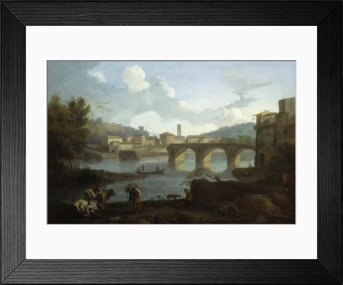 Framed Print : View of the Tiber with the Ponte Rotto, by Unknown Artist after Francesco Zuccarelli, 1725 - 1750 ca. 18th Century, oil on canvas - Italy, Lombardy, Milan, Castello Sforzesco