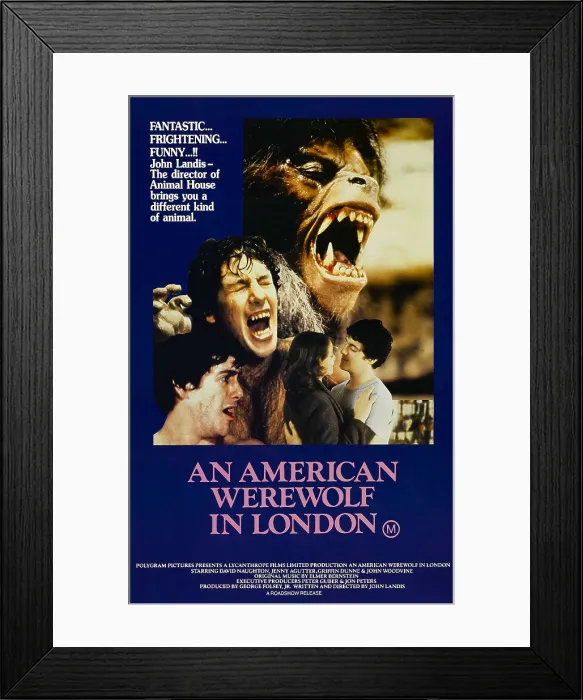 Framed Print : AN AMERICAN WEREWOLF IN LONDON, David Naughton, lower right l-r: Jenny Agutter, David Naughton on poster art, 1981, Universal Pictures / courtesy Everett Collection Framed Print : AN AMERICAN WEREWOLF IN LONDON, David Naughton, lower right l-r: Jenny Agutter, David Naughton on poster art, 1981, Universal Pictures / courtesy Everett Collection
