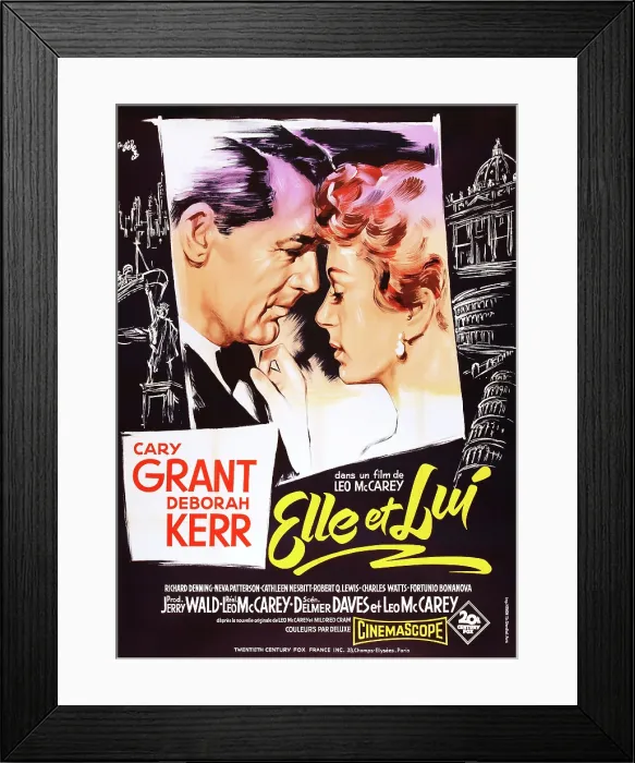 Framed Print : AN AFFAIR TO REMEMBER, (aka ELLE ET LUI), French poster art, from left: Cary Grant, Deborah Kerr, 1957