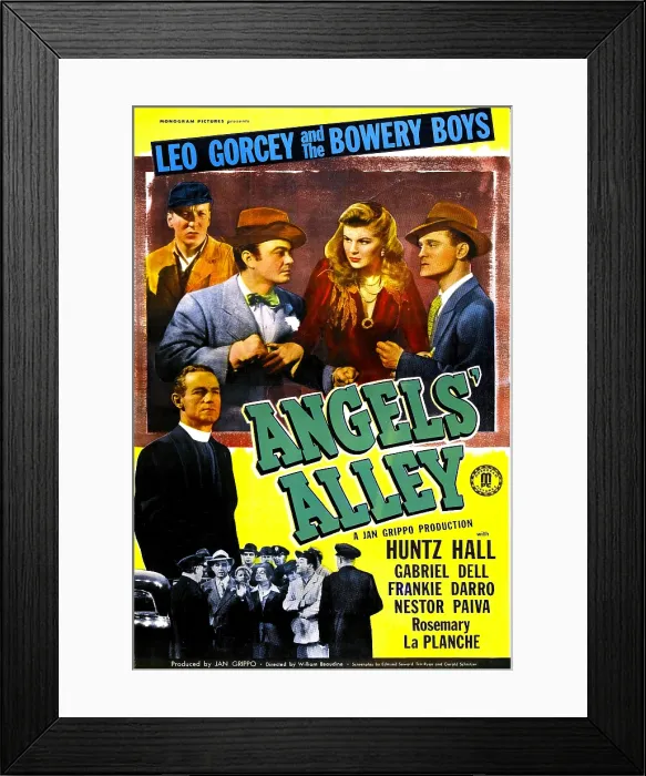 Framed Print : ANGELS ALLEY, US poster, top from left clockwise: Huntz Hall, Leo Gorcey, Rosemary La Planche, Frankie Darro, Nelson Leigh, 1948 Framed Print : ANGELS ALLEY, US poster, top from left clockwise: Huntz Hall, Leo Gorcey, Rosemary La Planche, Frankie Darro, Nelson Leigh, 1948