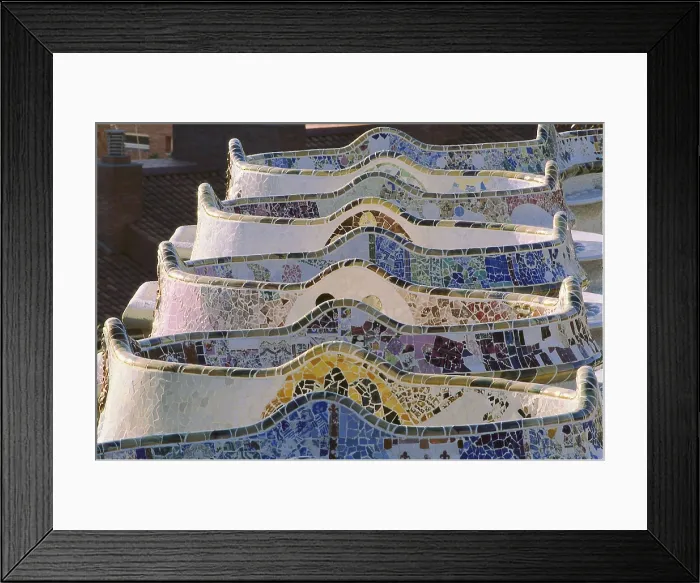 Framed Print : GAUDI i CORNET, Antoni (1852-1926). Park Gell. 1900-1914. SPAIN. Barcelona. Detail of the benches at the square. Modernism. Architecture. AISA / Everett Collection**US SALES ONLY** Framed Print : GAUDI i CORNET, Antoni (1852-1926). Park Gell. 1900-1914. SPAIN. Barcelona. Detail of the benches at the square. Modernism. Architecture. AISA / Everett Collection**US SALES ONLY**