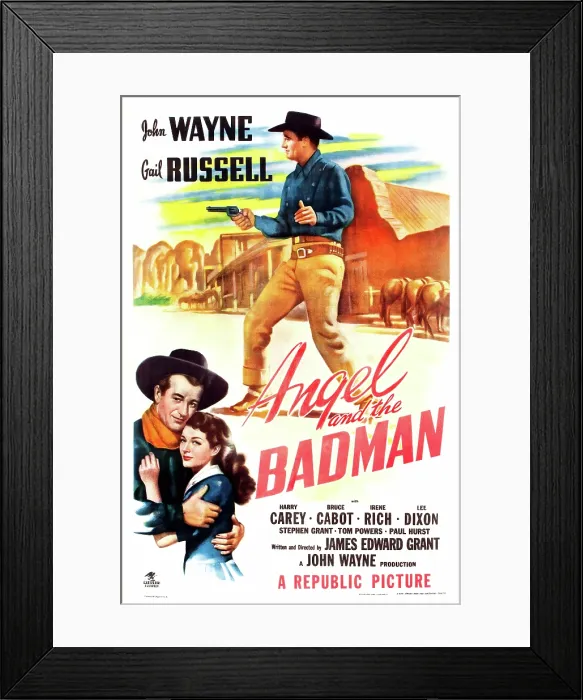 Framed Print : ANGEL AND THE BADMAN, top: John Wayne, lower left from left: John Wayne, Gail Russell, 1947