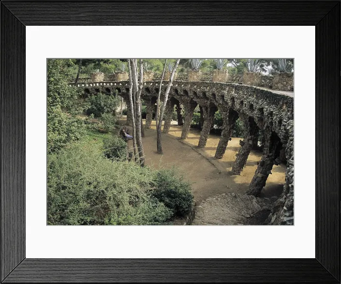 Framed Print : GAUDI i CORNET, Antoni (1852-1926). Park Gell. 1900-1914. SPAIN. Barcelona. Park Gell. Lower viaduct. Modernism. Architecture. AISA / Everett Collection**US SALES ONLY**