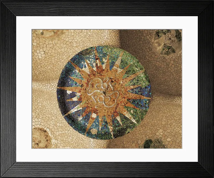 Framed Print : GAUDI i CORNET, Antoni (1852-1926). Park Gell. 1900-1914. SPAIN. Barcelona. Park Gell. Soffit decorating the hypostyle hall, made by Josep Maria Jujol. Modernism
