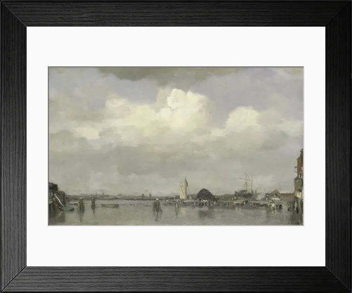 Framed Print : Havengezicht, Jacob Maris, c. 1890, Dutch painting, oil on canvas. View of harbor. (BSLOC_2016_1_226)