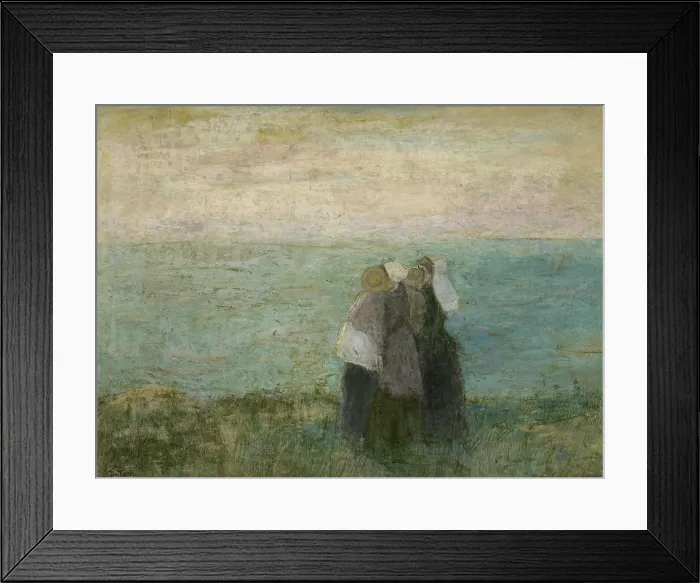 Framed Print : Women at the Sea, by Jan Toorop, 1885-97, Dutch oil painting.. Two women walk with a child in their arms on seaside dunes. (BSLOC_2016_1_227) Framed Print : Women at the Sea, by Jan Toorop, 1885-97, Dutch oil painting.. Two women walk with a child in their arms on seaside dunes. (BSLOC_2016_1_227)