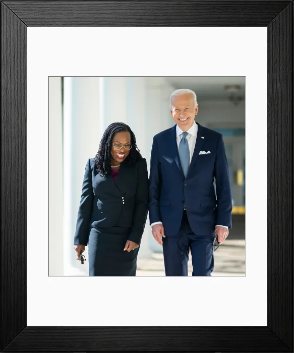 Framed Print : President Joe Biden walks with Judge Ketanji Brown Jackson, prior to announcing her nomination to the US Supreme Court, Feb. 25, 2022 (BSLOC_2022_2_28) Framed Print : President Joe Biden walks with Judge Ketanji Brown Jackson, prior to announcing her nomination to the US Supreme Court, Feb. 25, 2022 (BSLOC_2022_2_28)