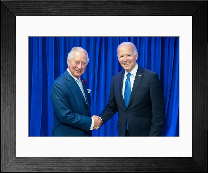 Framed Print : President Joe Biden greets Britains Prince Charles when both attended the UN Climate Change Conference in Glasgow, Scotland, Nov. 2, 2021 (BSLOC_2022_2_34) Framed Print : President Joe Biden greets Britains Prince Charles when both attended the UN Climate Change Conference in Glasgow, Scotland, Nov. 2, 2021 (BSLOC_2022_2_34)