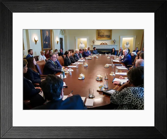 Framed Print : President Joe Biden leads a Cabinet meeting on March 3, 2022