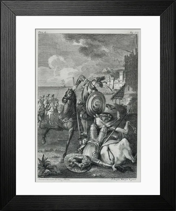 Framed Print : FABREGAT, Jos Joaqun (1748-1844); CARNICERO, Antonio (1748-1814). Don Quixote in the Castle of the Dukes. 1780. Engraving. SPAIN. Madrid. National Library