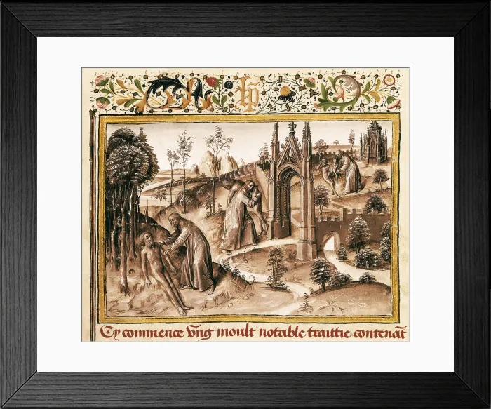 Framed Print : David Aubert. Moral Teatrises. Creation of Adam. Gothic art. Miniature Painting. SPAIN. Madrid. National Library. Proc: FRANCE. BURGUNDY. AISA / Everett Collection**US SALES ONLY**
