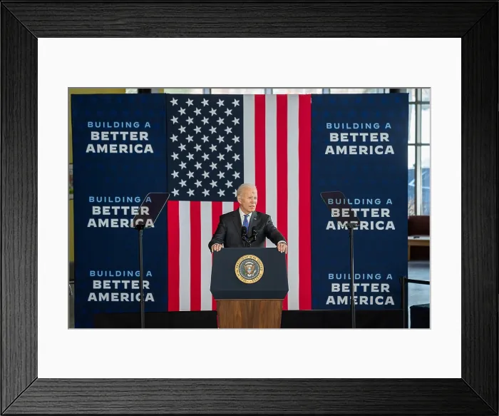 Framed Print : President Joe Biden speaks about the bipartisan $1.2 trillion Infrastructure Investment and Jobs Act signed into law on Nov. 15, 2021 Framed Print : President Joe Biden speaks about the bipartisan $1.2 trillion Infrastructure Investment and Jobs Act signed into law on Nov. 15, 2021