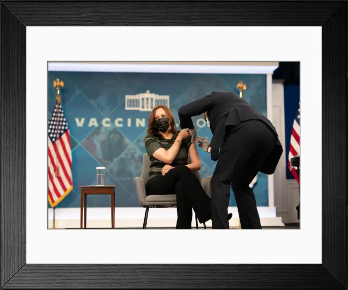 Framed Print : Vice President Kamala Harris receives her Moderna COVID-19 vaccine booster shot, Oct. 30, 2021 (BSLOC_2021_15_6)