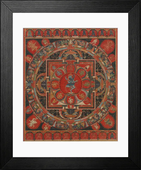 Framed Print : HEVAJRA MANDELA, Tibetan, Buddhist, 15th c. painting, distemper on cloth. Hevajra is one of the main yidams (enlightened beings) in Tantric, or Vajrayana Buddhism