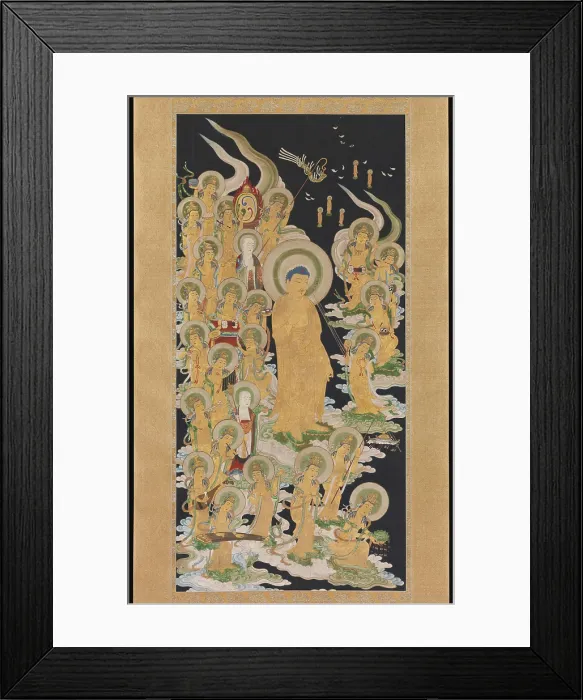 Framed Print : BUDDHA AND ATTENDANTS, Japanese, 17th-18th c. painting, ink and color on paper