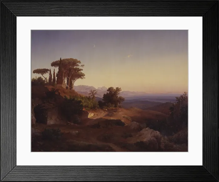 Framed Print : Landscape, by Heinrich Theodor Gurlitt Louis, 19th century, oil on canvas. - Italy, Lombardy, Milan, Brera Collection. Whole artwork view