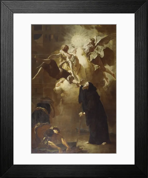 Framed Print : Miracle of St. Francis of Paola, by Francesco Capella, 1749, 18th century, oil on canvas. - Italy, Tuscany, Cortona, Diocesan Museum. Whole artwork view Framed Print : Miracle of St. Francis of Paola, by Francesco Capella, 1749, 18th century, oil on canvas. - Italy, Tuscany, Cortona, Diocesan Museum. Whole artwork view