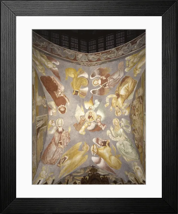 Framed Print : The four Evangelists and the four Doctors of the Church, by Master of St. Augustine, 14th century, fresco. - Italy, Veneto, Vicenza, St Augustine's Abbey. Whole artwork view