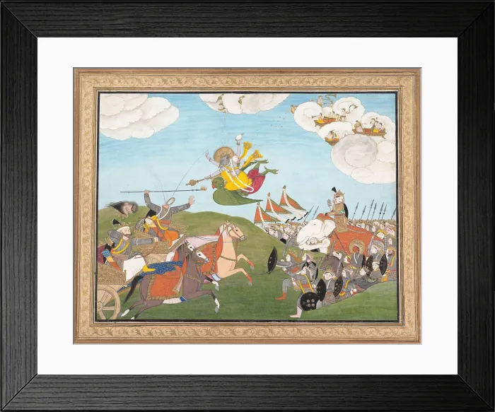 Framed Print : VISHNU AS VARAHA, THE BOAR AVATAR, SLAYS BANASUR, A DEMON GENERAL, 19th c. Hindu, painting